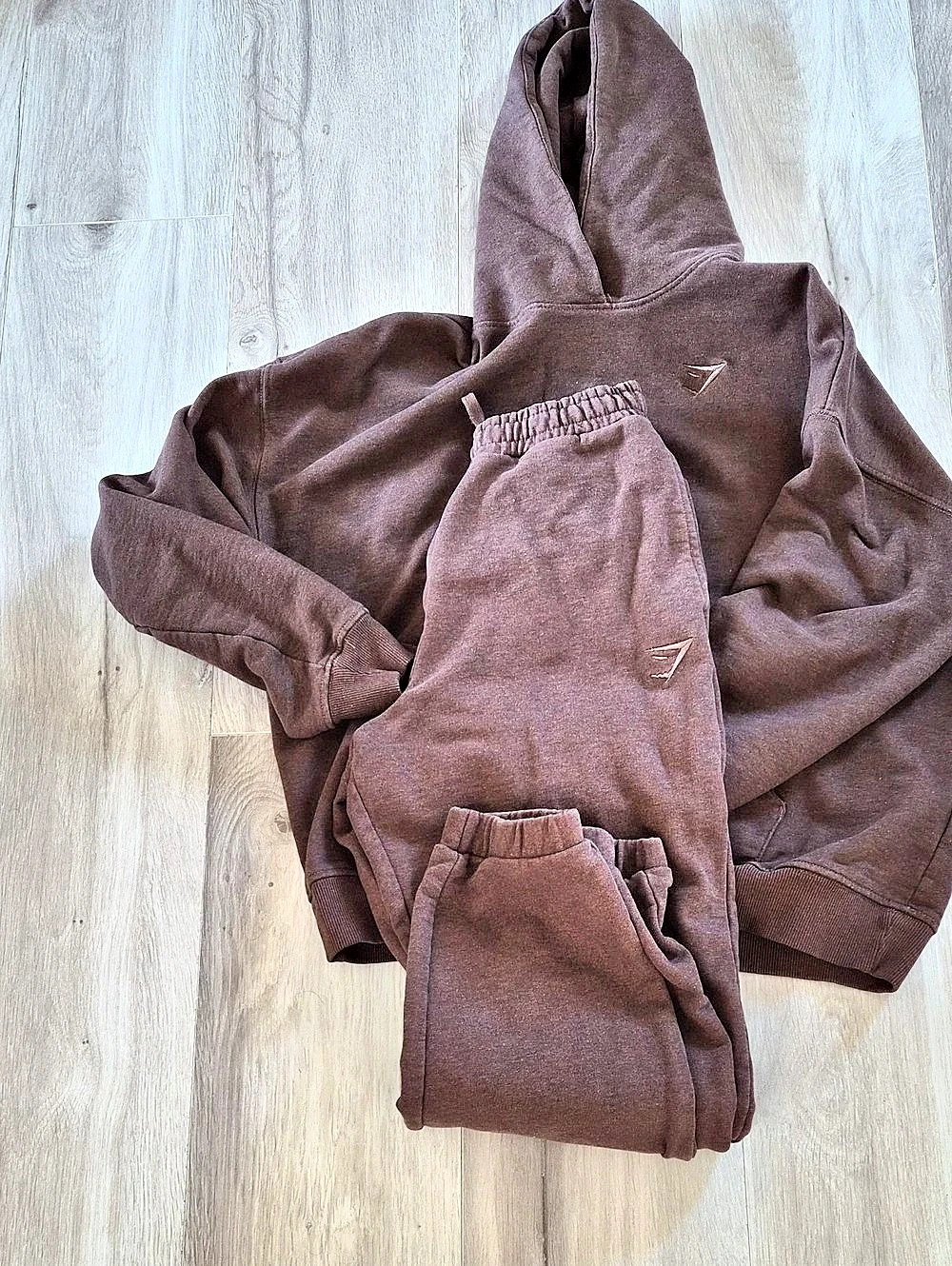 Gymshark Rest Day Sweats Hoodie and Joggers Set Brown XS